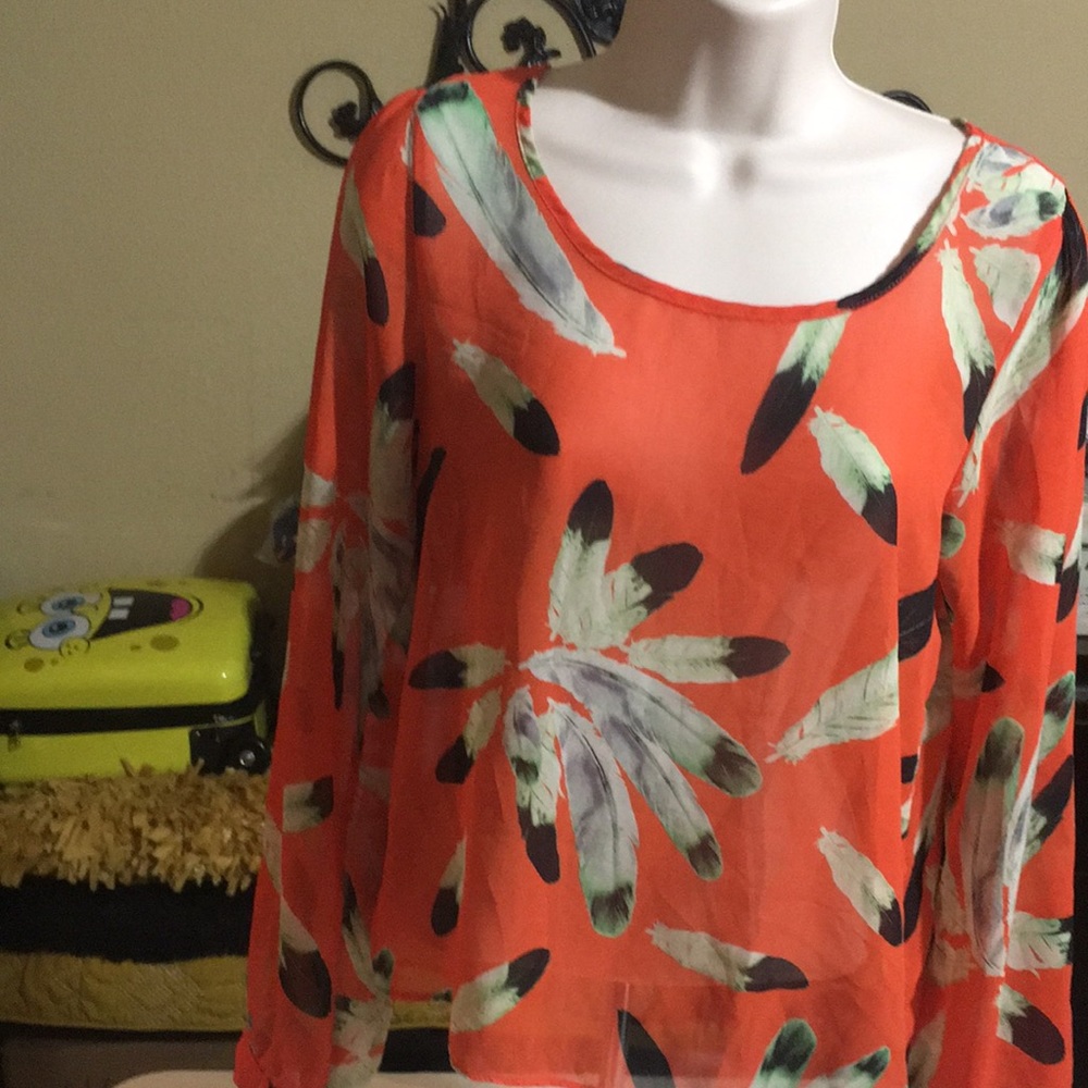 S I S orange crop top long sleeves size small